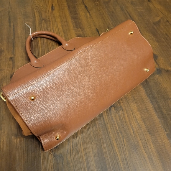 DIVINA FIRENZE Tote Bag Purse Satchel Viral Margaux Style Leather Chocolate - Picture 6 of 8